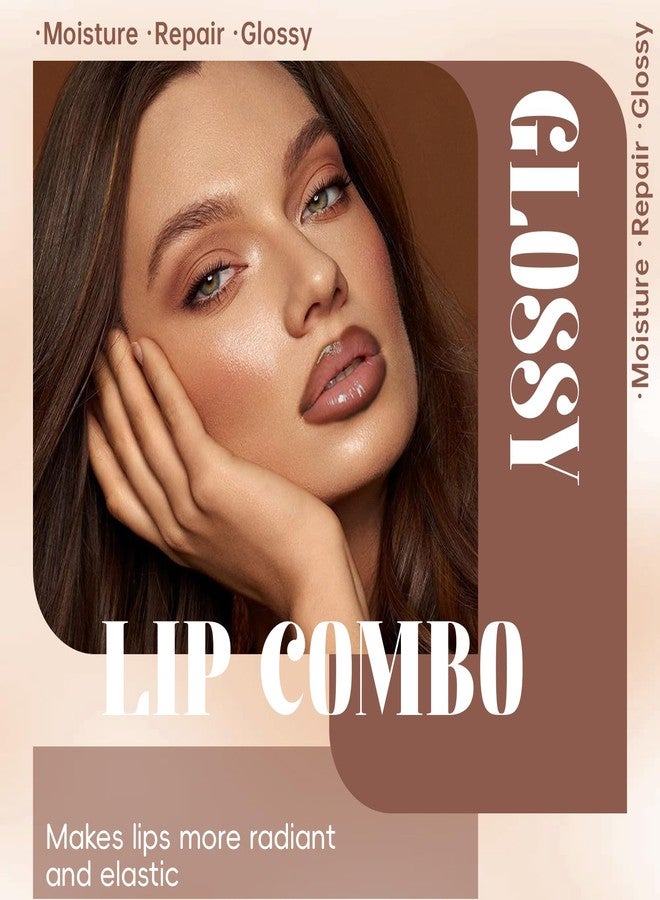 Noerrors 2Pcs Lip Stain Marker Liner Pen and Lip Gloss Lip Combo Set, Brown Liquid Waterproof Long Lasting Lip Liner with Moisturizing Lightweight Lip Gloss for Plumping Big Lips High Glossy Makeup - Image 2